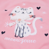 Бебешки комплект "Meowsome" в розово и сив меланж 4