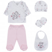 Бебешки комплект от 5 части ''Little giraffe'' в екрю и розово 2