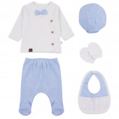 Бебешки комплект от 5 части в бяло и синьо 2