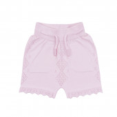 Бебешки комплект от ажурено плетиво в розово 4