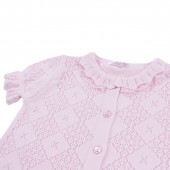 Бебешки комплект от ажурено плетиво в розово 5