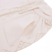 Бебешки комплект от ажурено плетиво в светлобежово 8