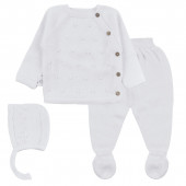 Бебешки комплект от памучно плетиво в бяло 2