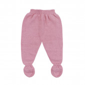 Бебешки комплект от памучно плетиво в опушено розово 4