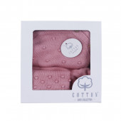 Бебешки комплект от памучно плетиво в опушено розово 7