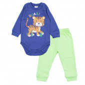 Бебешки комплект "Roar" в синьо и зелено 2