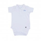 Бебешки комплект с декоративно джобче в бяло и синьо 2