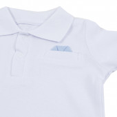 Бебешки комплект с декоративно джобче в бяло и синьо 4