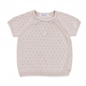 Бебешки комплект от ажурено плетиво в капучино 2