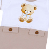 Бебешки летен ромпър "Mr. Bear" в бежово 3