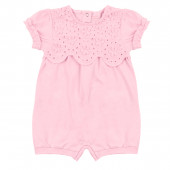 Летен бебешки ромпър с дантела в розово 2