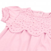 Летен бебешки ромпър с дантела в розово 4