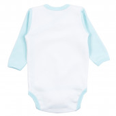 Бебешки памучен комплект "Little boy" в бяло и синьо 3