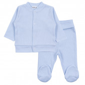 Бебешки памучен комплект "Happy day" в синьо 2