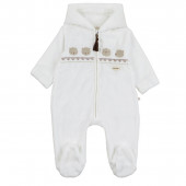 Бебешки плюшен ромпър с цип в екрю 2