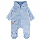 Бебешки плюшен ромпър с цип в синьо 2