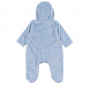 Бебешки плюшен ромпър с цип в синьо 3