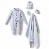 Бебешки подаръчен комплект от плетиво в синьо 3