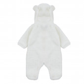 Бебешки пухен гащеризон с ушички в екрю 3