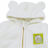 Бебешки пухен гащеризон с ушички в екрю 4