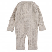 Бебешки ромпър от плетиво с шапка в бежово 3