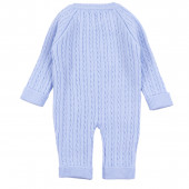 Бебешки ромпър от плетиво с шапка в синьо 3