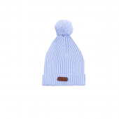 Бебешки ромпър от плетиво с шапка в синьо 4