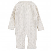 Бебешки ромпър от плетиво с шапка в светлобежово 3