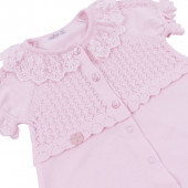 Бебешки ромпър с ажурено плетиво и лента за глава 3