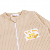 Бебешки ромпър с цип "Hug me" в бежово 4
