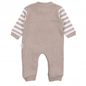Бебешки плътен ромпър с бежово райе "Bear" 3