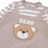 Бебешки плътен ромпър с бежово райе "Bear" 4