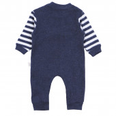 Бебешки плътен ромпър със синьо райе "Bear" 3