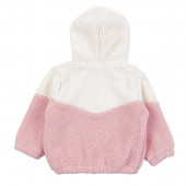 Бебешко пухено яке в екрю и розово 2