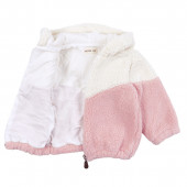 Бебешко пухено яке в екрю и розово 3