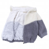 Бебешко пухено яке в екрю и сиво 3