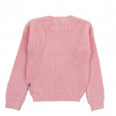 Плетен пуловер в розов цвят 2