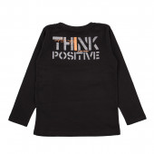 Детска плътна блуза "Think positive" в черно 3