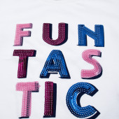 Детскa памучна блуза с пайети "Funtastic" в екрю 3