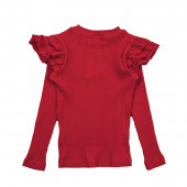 Блуза с къдрички от памучен рипс в червено 2
