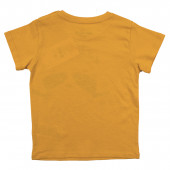 Бебешка памучна тениска "Panda" в цвят охра 2