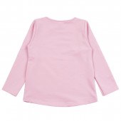 Плътна памучна блуза с котенце в розово 2