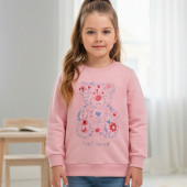 Детска плътна блуза ''Feel love'' в опушено розово 2