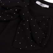 Официална блуза с пандела и камъчета в черно 2