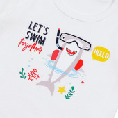 Бебешко памучно боди "Swim" в бяло 2