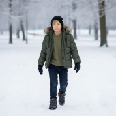 Детско зимно яке "New generation" в цвят каки 7