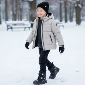 Водоотблъскващо зимно яке в сиво 5