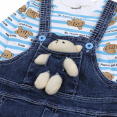 Дънков гащеризон с блуза и аксесоар "Мечо" 7