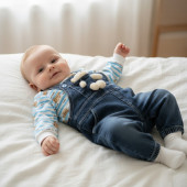 Дънков гащеризон с блуза и аксесоар "Мечо" 2