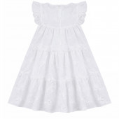 Детска бяла рокля с флорални бродерии 2